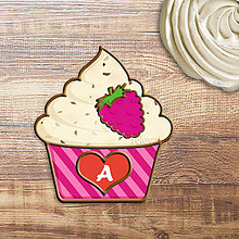 Grafika - Grafika na potlač jedlého papiera - ovocné koláčiky stracciatella (pásikavé košíčky) (malinová) - 9060633_