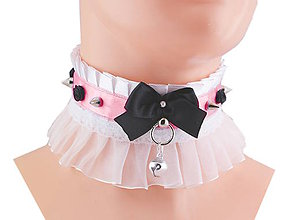 Náhrdelníky - Obojok, gothic lolita, kawaii, gothic pastel, kitten play collar, BDSM, petplay collar T6 - 9068139_