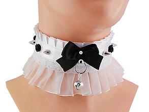 Náhrdelníky - Obojok, gothic lolita, kawaii, gothic pastel, kitten play collar, BDSM, petplay collar T7 - 9068265_