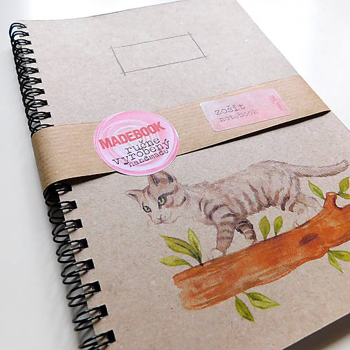 Papiernictvo - MADEBOOK špirálový zošit A5 - MAČKA - 9066003_