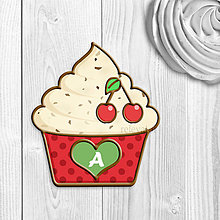 Dekorácie - Grafika na potlač jedlého papiera - ovocné koláčiky stracciatella (bodkované košíčky) (čerešňová) - 9067809_