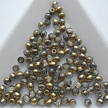 Korálky - Skl.korálky 3mm-20ks (silky gold) - 9069037_