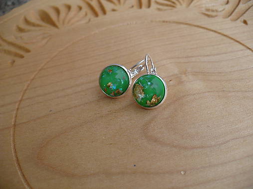 Náušnice - náušnice zelené s trblietkami - 9069334_