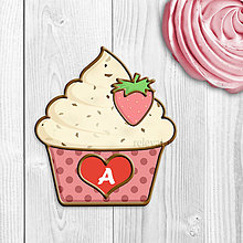Dekorácie - Grafika na potlač jedlého papiera - ovocné koláčiky stracciatella (bodkované košíčky) (jahodová) - 9072308_