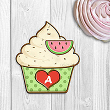 Dekorácie - Grafika na potlač jedlého papiera - ovocné koláčiky stracciatella (bodkované košíčky) (melónová) - 9072736_