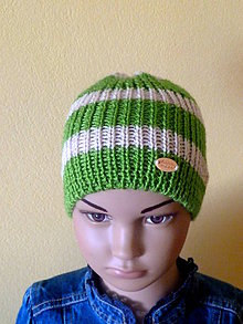 Detské čiapky - Zeleno bezova prechodna pre chlapca - 9075663_