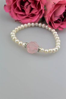 Náramky - Svadobný náramok perly a ruženín - 9079148_