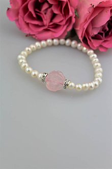 Náramky - Svadobný náramok perly a ruženín - 9079235_