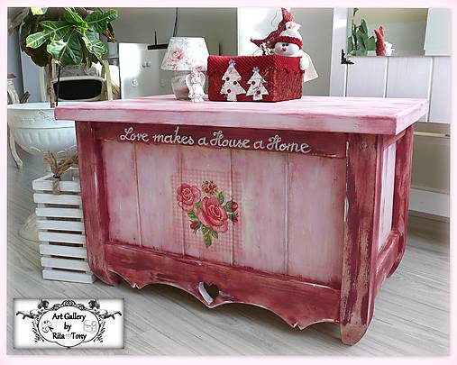 Nábytok - Truhlica "Shabby roses" - 9080840_