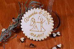 Darčeky pre svadobčanov - Svadobná magnetka drevená gravírovaná 141 - 9079928_