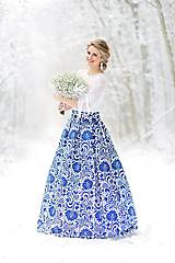 Sukne - slávnostná sukňa Modrý ornament - 9090188_