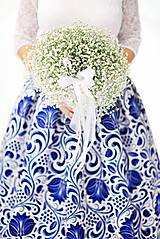 Sukne - slávnostná sukňa Modrý ornament - 9090189_