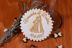 Darčeky pre svadobčanov - Svadobná magnetka drevená gravírovaná 142 - 9087448_