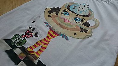 Topy, tričká, tielka - Maľované tričko - Love Coffee - 9092591_