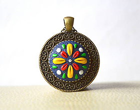 Náhrdelníky - Folk ornament farebný - náhrdelník - 9099839_