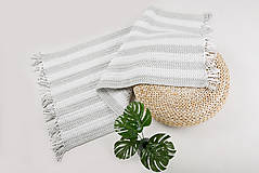 Úžitkový textil - Háčkovaný koberec so strapcami - scandinavian living (Biela) - 9097055_