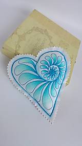 Dekorácie - Srdiečka maľované štetcom a ihlou - kus (Modrá) - 9105860_