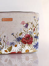 Kabelky - Ručne maľovaná ľanová listová kabelka "Lúčne kvety" - 9104371_