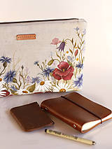 Kabelky - Ručne maľovaná ľanová listová kabelka "Lúčne kvety" - 9104375_
