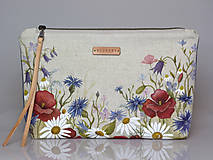 Kabelky - Ručne maľovaná ľanová listová kabelka "Lúčne kvety" - 9104376_