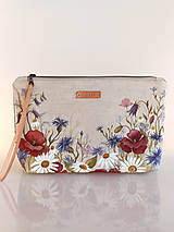 Kabelky - Ručne maľovaná ľanová listová kabelka "Lúčne kvety" - 9104697_