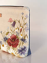 Kabelky - Ručne maľovaná ľanová listová kabelka "Lúčne kvety" - 9105088_