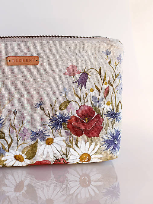 Ručne maľovaná ľanová listová kabelka "Lúčne kvety"