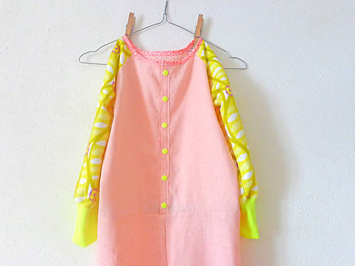 Detské oblečenie - Ľanovo - Flanelový detský overal "Neón" - 9102124_