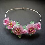 Náhrdelníky - Náhrdelník obruč s ružovými kvetmi - 9111013_