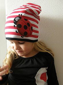Detské čiapky - Prechodná čiapka s lienkou - 9109126_