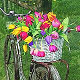 Servítka Bicykel s tulipánmi 4ks (S73)