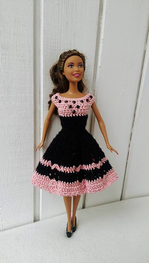  - Čiernoružové šaty pre Barbie - 9116165_