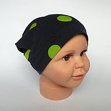 Detské čiapky - detská bavlnená čiapka len za 3€ (čierna s guľkami) - 9118289_