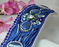 Náramky - Hodvábny náramok s lapis lazuli, Swarovski, parížska modrá - 9118174_