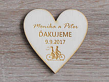 Magnetky - Svadobné magnetky manželia na bicykli B 5,5x5,5cm - 9120328_