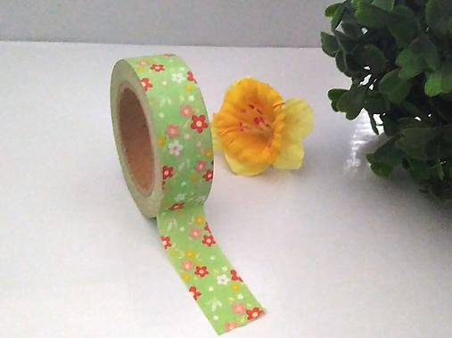 Papier - bielo - červené kvietky, washi - kreativne, dekoračné, ozdobné, papierové lepiace pásky - 9122568_