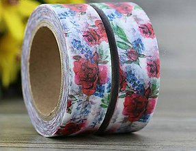 Papier - ruža - kvet, washi - kreativne, dekoračné, ozdobné, papierové lepiace pásky - 9123386_