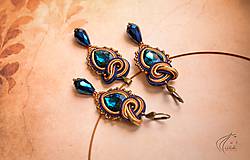 Sady šperkov - Madame de Pompadour-náramok, prívesok a náušnice (Modrá) - 9121012_