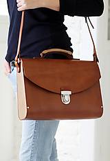 Veľké tašky - Veľká kabelka na  rameno MAXI SATCHEL BAG BROWN - 9126129_