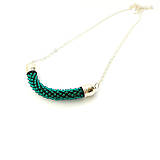 Náhrdelníky - SNAKE smaragdovo zelené - dlhý náhrdelník - 9127922_