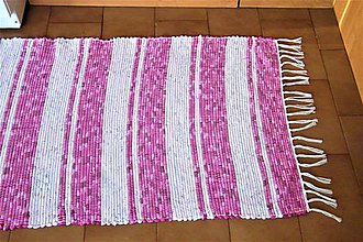 Úžitkový textil - Tkaný koberec ružovo-biely - 9129033_