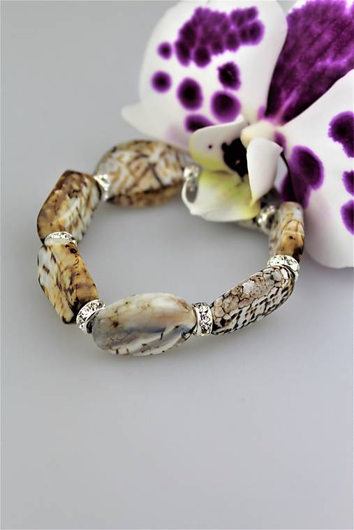 Náramky - Snežný leopard - náramok achát luxusný - 9133820_