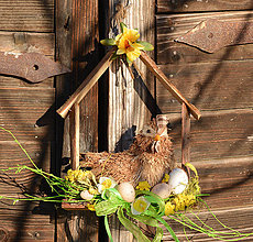 Dekorácie - Jarný drevený domček so sliepočkou - 9131751_