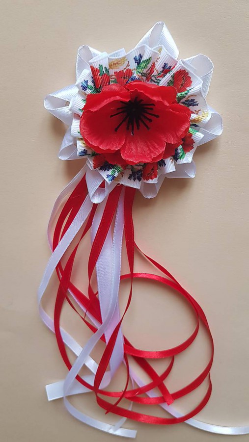 Svadobné pierka - folklórne , ľudové pierko pre starejšieho, družbu s vlčím makom - 9134878_
