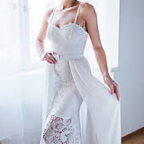 Šaty - Svadobné šaty z krajky na ramienka so šifónovou vlečkou rôzne vzory - 9137999_