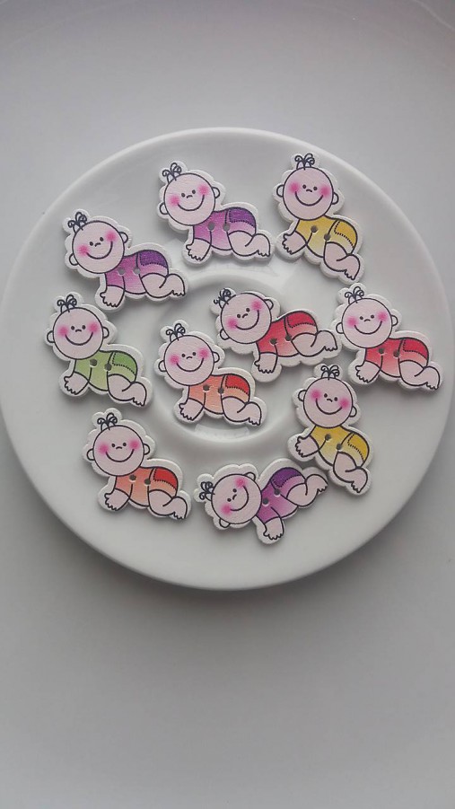 Galantéria - Drevený gombík - bábätko (Žltá) - 9135714_