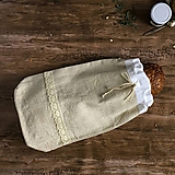 Úžitkový textil - Podšité ľanové vrecko na chlieb - 9137401_