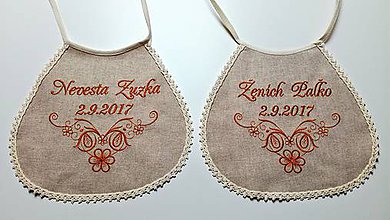 Iné doplnky - Svadobné podbradníky Nevesta a ženích - mená - dátum svadby - 9143944_
