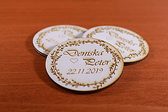 Darčeky pre svadobčanov - Svadobná magnetka drevená gravírovaná 145 - 9139863_