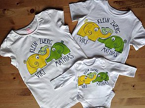 Detské oblečenie - Maľované detské tričko so sloníkmi (Trojsúrodenecký variant s menami na svetlé tričko) - 9149842_